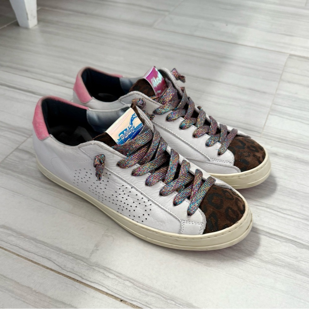 P448 Leopard and Pink Sneakers. Size 9.5